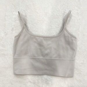 Beige Scoop Back Crop Tank